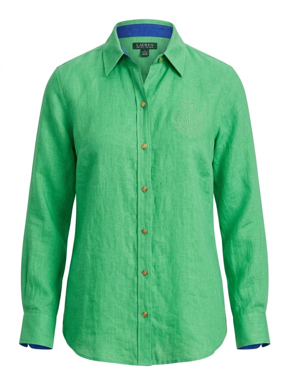 Lauren Ralph Lauren 100% Linen Bright Green Button-Down Shirt Women’s Size XL - Picture 3 of 14